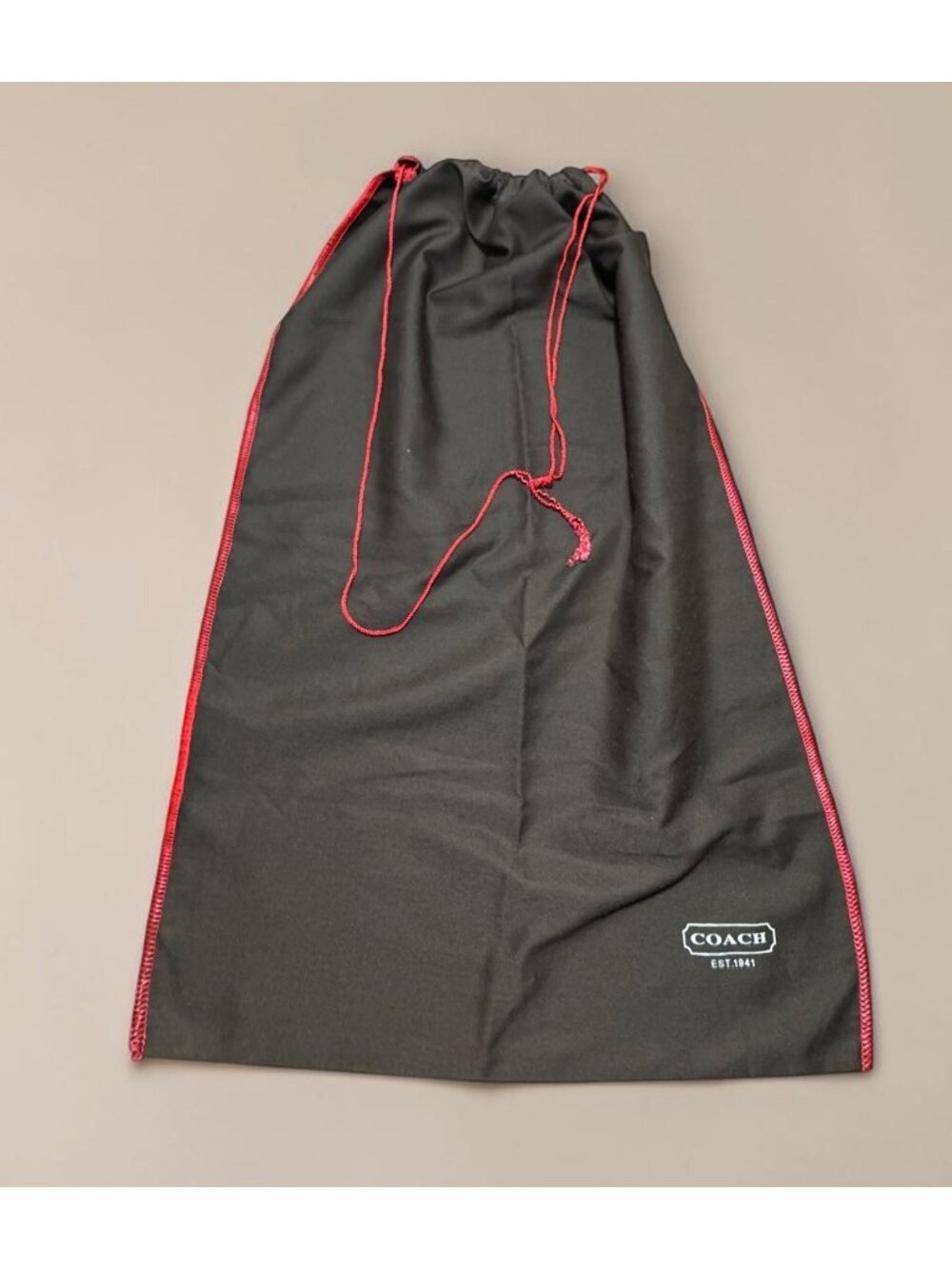 Coach Drawstring Dust Bag Brown With Red Trim & Logo - Picture 6 of 9